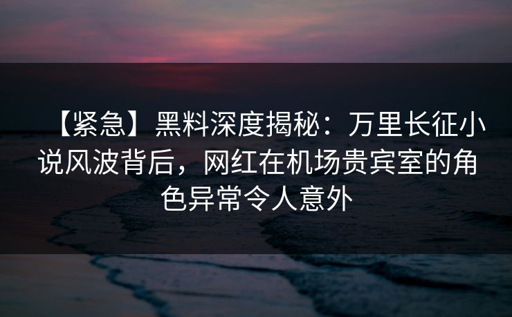【紧急】黑料深度揭秘：万里长征小说风波背后，网红在机场贵宾室的角色异常令人意外