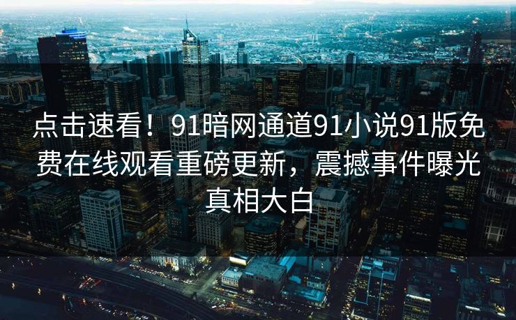 点击速看！91暗网通道91小说91版免费在线观看重磅更新，震撼事件曝光真相大白
