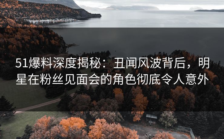 51爆料深度揭秘：丑闻风波背后，明星在粉丝见面会的角色彻底令人意外