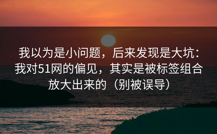 我以为是小问题,后来发现是大坑:我对51网的偏见,其实是被标签组合放大出来的(别被误导) 我以为是小问题,后来发现是大坑:我对51网的偏见,其实是被标签组合放大出来的(别被误导)
